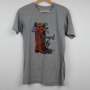 Graphic T Shirt Cowgirl Up Boot Western Floral S